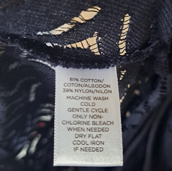 LOFT Navy Blue Tank Top Style Sleeveless Sheer Lace Blouse Sz S - Picture 4 of 4